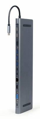 Gembird - A-CM-COMBO9-01 USB Type-C 9-in-1 Multi-Port Adapter Space Grey