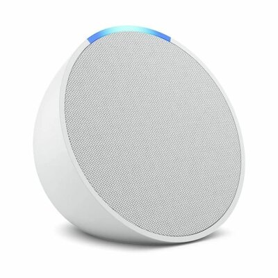 Amazon - Echo Pop Full sound compact Bluetooth smart speaker with Alexa - Glacier White - B09ZXJSW35