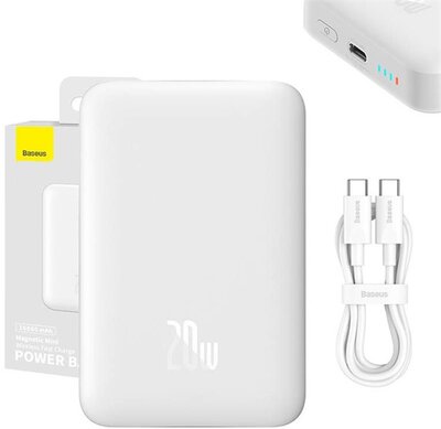 Baseus - PPCX070002 Magnetic Mini 10000mAh fehér powerbank