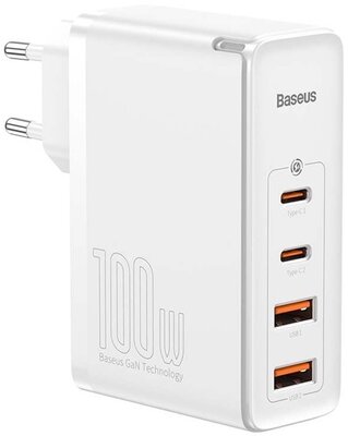 Baseus - CCGAN2P-L02 GaN2 Pro 100W 2xUSB/2xType-C 100W fehér hálózati töltő