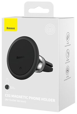 Baseus - C01 SUCC000101, szellőzőrácsra, fekete mágneses autós tartó