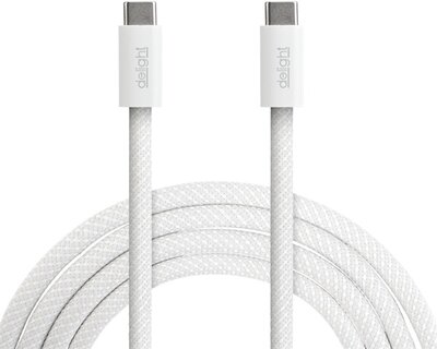 Delight - kábel - Type-C - Type-C töltőkábel - adatkábel 5 A - 240 W, 1m, fehér - 55555WH-1
