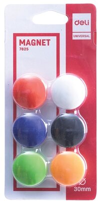 Deli 30mm 6db többszínű táblamágnes