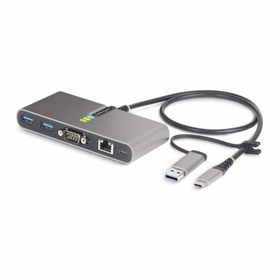Startech - 2 portos USB-C hub Ethernettel és RS-232-vel - 5G2A1SGBB-USB-C-HUB