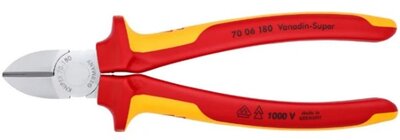 KNIPEX Oldalcsípő fogó (oldalvágó), 1000V szigetelt, krómozott, 180mm, 70 06 180
