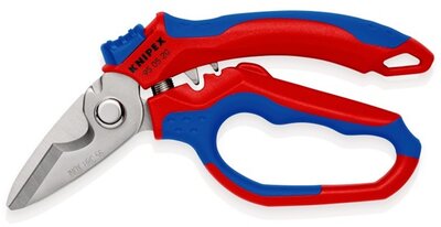 KNIPEX Olló hajlított villanyszerelő krimpelési hellyel 0,5-6 mm2 és 10-25 mm2 méretekhez, 56 HRC, 160 mm
