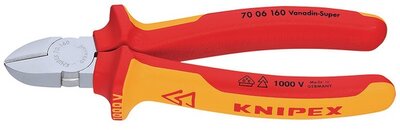 KNIPEX Oldalcsípő fogó krómozott VDE, 125 mm - 70 06 125