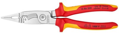 KNIPEX Elektromos szerelőfogó krómozott VDE, 200 mm - 13 86 200