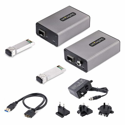 Startech - 2 portos USB 3.0 hosszabbító OM3 multimódusú szálon keresztül - LC/LC - 2x 5 Gbps USB-A hub -F35023-USB-EXTENDER