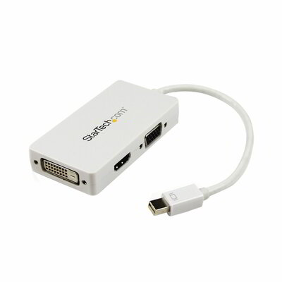 Startech - Utazó A/V adapter: 3 az 1-ben Mini DisplayPort - VGA DVI vagy HDMI átalakító - fehér - MDP2VGDVHDW