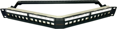 NIKOMAX Patch panel STP, Keystone, 24 portos, 1U, döntött/hajlított - NMC-RP24S-BLANK-AG-1U-BK