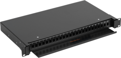 NIKOMAX Optikai patch panel Simplex, SC/LC 48 port, kihúzható, fekete - NMF-RP24SC-TS-P1-1U-BK