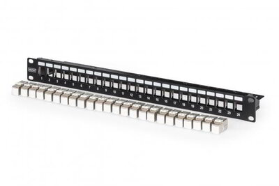 Assmann-DIGITUS Moduláris patchpanel, 24 portos, 24 db DN-93615 csatlakozóval felszerelve - DN-91411-24