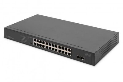 Assmann-DIGITUS 24 portos gigabites hálózati switch, 19 hüvelykes, nem menedzselhető, 2 uplink port, SFP - DN-95348-2