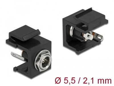 Delock Keystone modul, DC 5,5 x 2,1 mm-csatlakozóhüvely, fekete