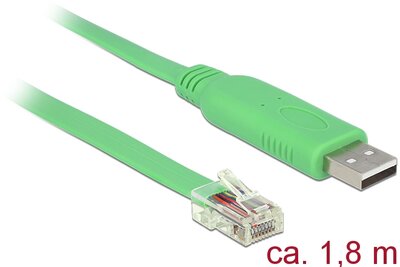 Kab USB A- RS232 RJ45 M male 1.8m Green Delock 62960