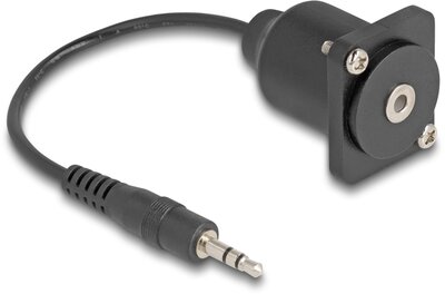Delock D-típusú kábel 3,5 mm 3 tűs sztereo jack apa anya fekete 20 cm