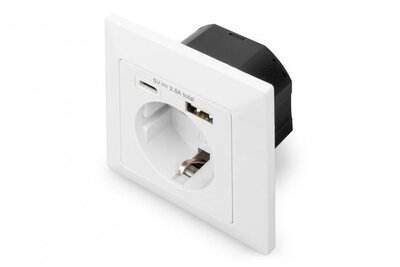 Assmann-DIGITUS biztonsági csatlakozó süllyesztett szereléshez 1 x USB Type-C™ és 1 x USB A csatlakozóval - DA-70615