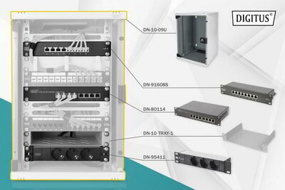 Assmann-DIGITUS hálózati készlet - 254 mm (10") - 9U, 312 x 300 mm (Sz x Mé) - DN-10-SET-2