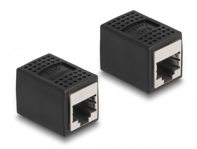 Delock Adapter RJ45 anya - RJ45 anya Cat.6A, fekete - 87796