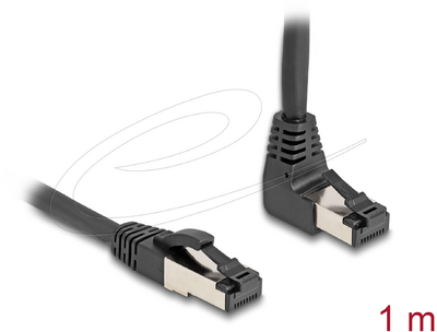 Delock RJ45 hálózati kábel Cat.8.1 S/FTP 90 fokban felfelé hajló / egyenes 1 m fekete - 80394