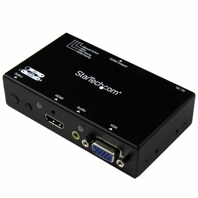 Startech - 2x1 HDMI + VGA - HDMI átalakító kapcsoló automatikus és prioritásváltással - 1080p - TAA - VS221VGA2HD
