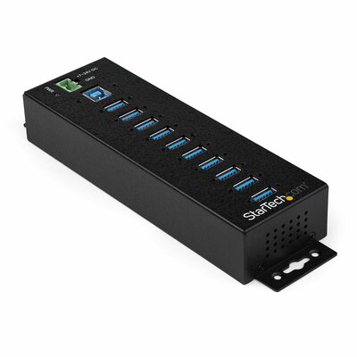 Startech - 10 portos USB 3.0 hub hálózati adapterrel - Fém, ipari - HB30A10AME