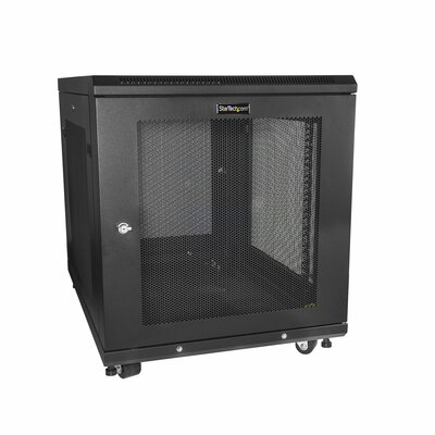 Startech - 4 oszlopos 12U szerver rack szekrény, zárható 19" - RK1233BKM