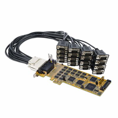 Startech - 16 portos, alacsony profilú soros kártya - RS232 - PCI Express - PEX16S550LP
