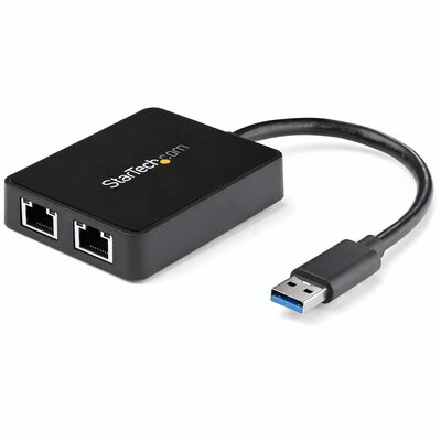 Startech - USB 3.0 - kétportos gigabites Ethernet adapter USB porttal - USB32000SPT