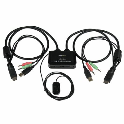 Startech - 2 portos USB HDMI kábel KVM kapcsoló hanggal és távirányítóval - SV211HDUA