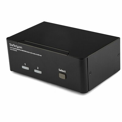Startech - 2 portos, kettős DisplayPort USB KVM kapcsoló hanggal és USB 2.0 elosztóval - SV231DPDDUA