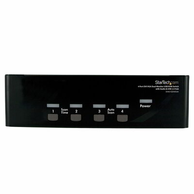 Startech - 4 portos DVI VGA kétmonitoros KVM kapcsoló USB hanggal és USB 2.0 elosztóval - SV431DDVDUA