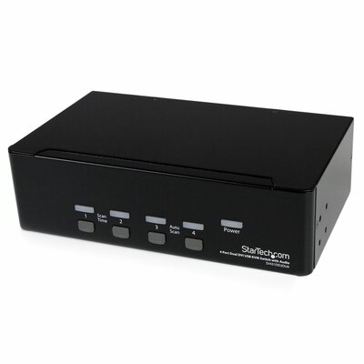 Startech - 4 portos dupla DVI USB KVM kapcsoló hanggal és USB 2.0 elosztóval - SV431DD2DUA