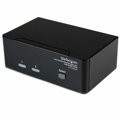 Startech - 2 portos dupla DVI USB KVM kapcsoló hanggal és USB 2.0 elosztóval - SV231DD2DUA