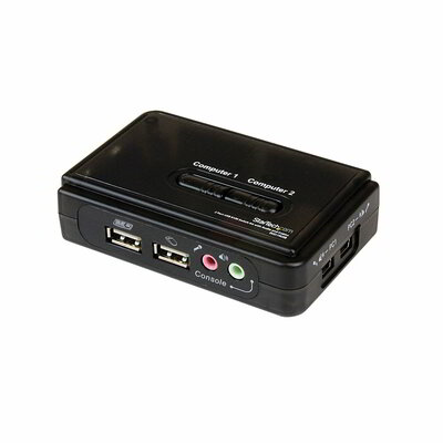 Startech - 2 portos fekete USB KVM kapcsolókészlet hanggal és kábelekkel - SV211KUSB