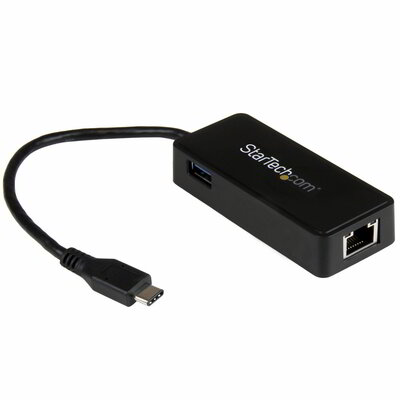 Startech - USB-C - gigabites hálózati adapter extra USB 3.0 porttal - fekete - US1GC301AU