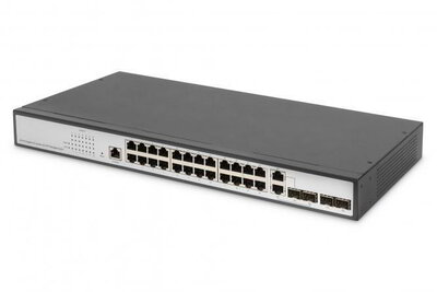 Assmann-DIGITUS 24 portos gigabites switch, 19 hüvelykes, Menedzselhető, 2 Uplink - DN-80221-3