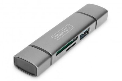 Assmann-DIGITUS kettős kártyaolvasó elosztó USB-C™ / USB 3.0, OTG - DA-70886