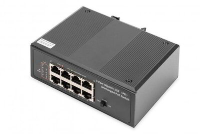 Assmann-DIGITUS 7 portos Gigabit Ethernet Netzwerk PoE switch, ipari, nem menedzselt, 1PD port - DN-651113