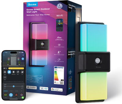 Govee - Wi-Fi Smart kültéri LED fali lámpa Bluetooth és WiFi csatlakozással mozgásérzékelővel - GOVH7078