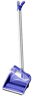 Szemeteslapát hosszú nyéllel és partvissal