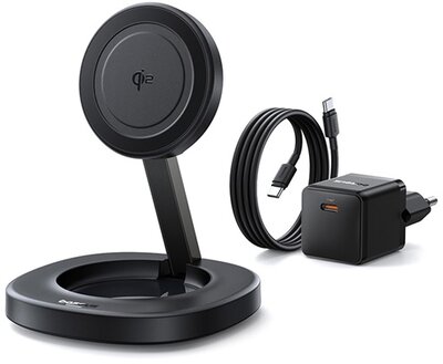 Baseus - EnerFill FF11 vezeték nélküli töltő 15W, fekete + 20W hálózati gyorstöltő + USB Type-C, 1m kábel - P10282103123-00