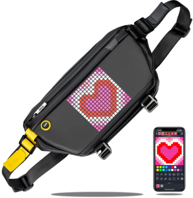 DIVOOM PIXEL Slingbag-C Válltáska, Fekete - PIXOO SLINGBAG-C