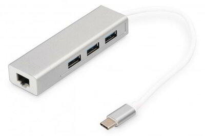 Assmann-DIGITUS USB Type-C™ 3 portos elosztó + gigabites Ethernet - DA-70255
