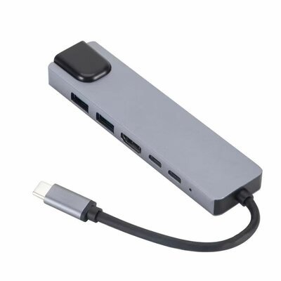 Gembird - USB Type-C 5 az 1-ben többportos adapter, asztroszürke - A-CM-COMBO5-06