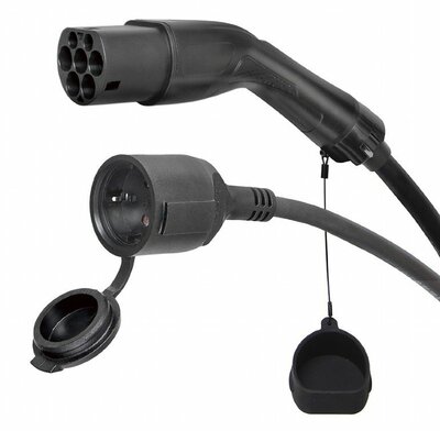 Gembird - 2-es típusú (m) - Schuko (f) adapterkábel, 3,7 kW, 0,5 m - EV-T2MACF-3.7KW-0.5M