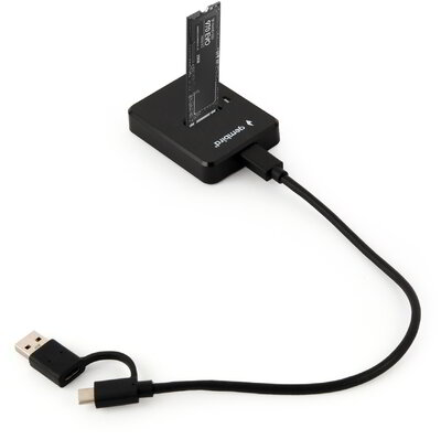 Gembird - Asztali USB Type-C M.2 SATA és NVME SSD meghajtó dokkolóállomás, fekete - DD-U3M2