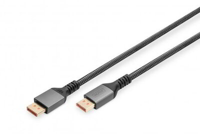 DIGITUS - 16K DisplayPort csatlakozókábel, 2.1-es verzió, 1 m, 80G, fekete - DB-340111-010-S