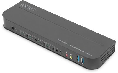 DIGITUS - KVM kapcsoló, 4 portos, 4K60Hz, 4 x DP bemenet, 1 x DP/HDMI kimenet - DS-12890